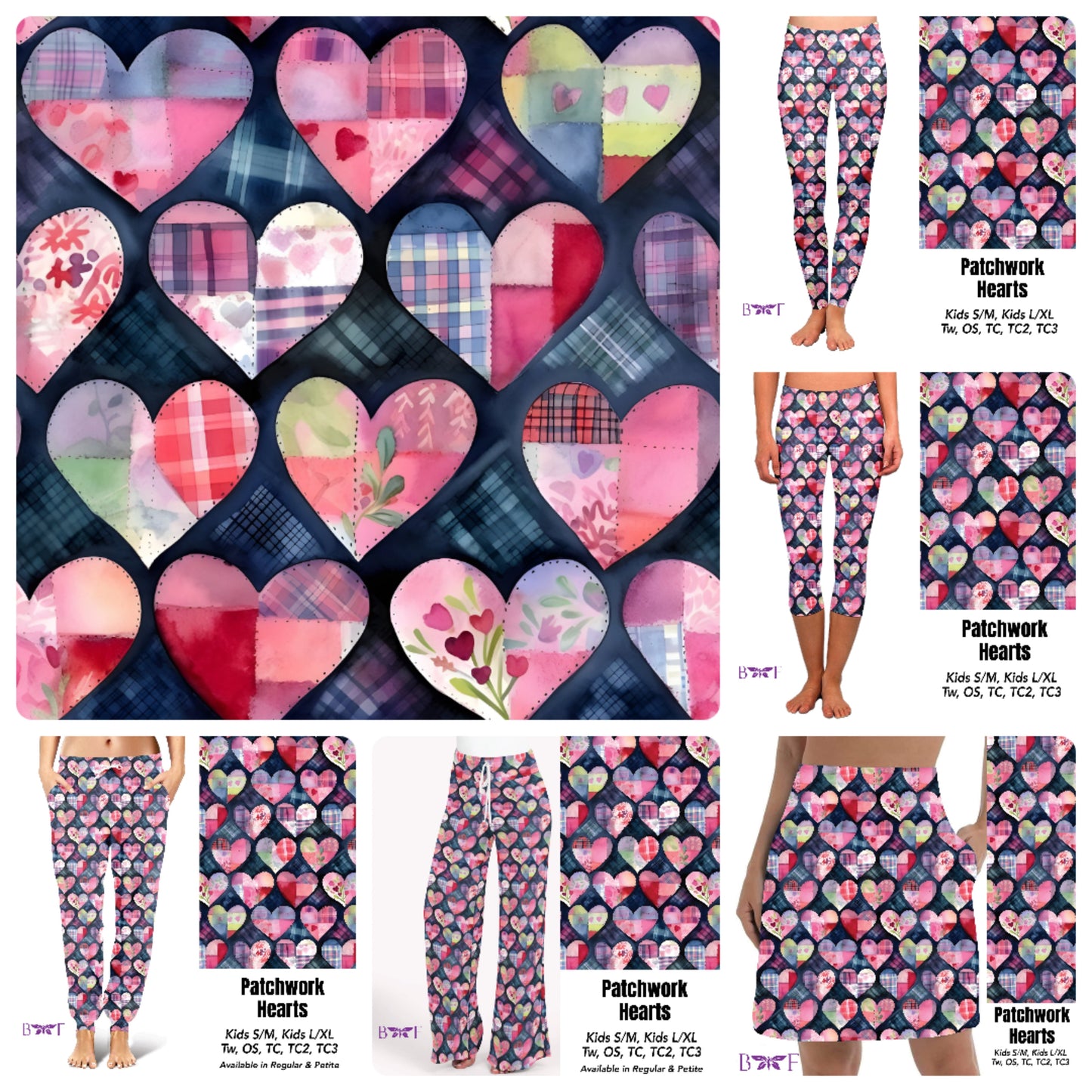 Patchwork hearts leggings with pockets