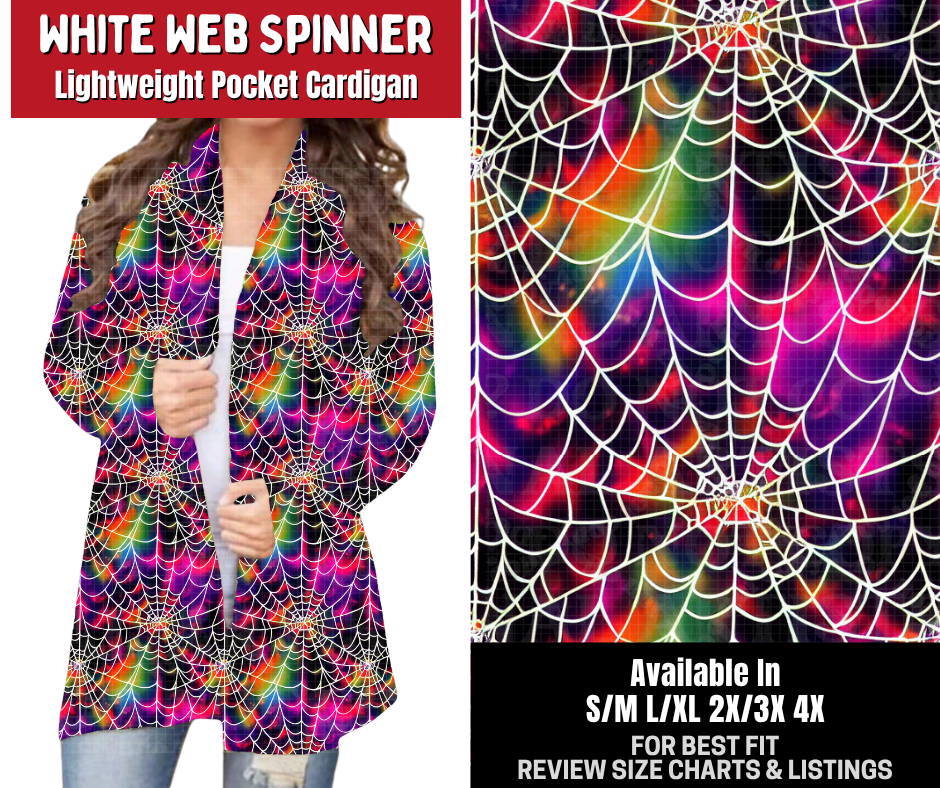 Preorder! Closes 10/26. ETA Jan. White Web Spinner Pocket Cardigan