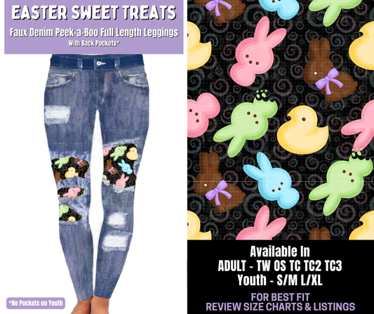 Preorder! Closes 1/22. ETA April. Easter Sweet Treats Full Length Faux Denim Peekaboo