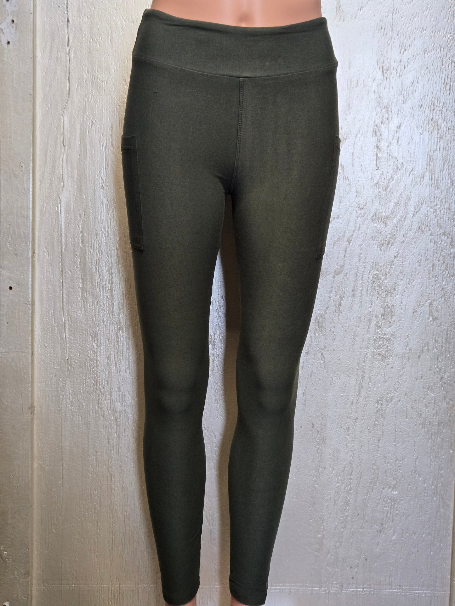 Olive/Army Green Leggings, capris and shorts with pockets