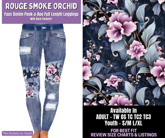 Preorder! Closes 12/18. ETA March. Rouge Smoke Orchid Full Length Faux Denim Peekaboo