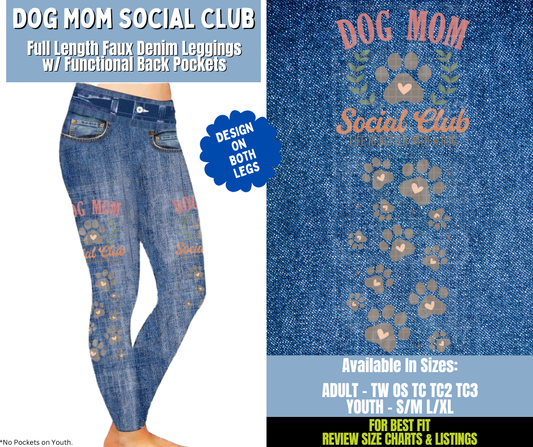 Preorder! Closes 12/15. ETA March. Dog Mom Social Club Full Length Faux Denim w/ Side Leg Designs