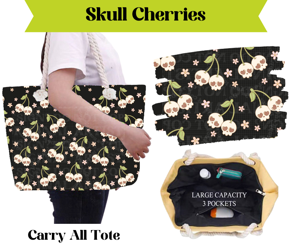 Preorder! Closes 3/16. ETA May. Skull Cherries Carry All Tote