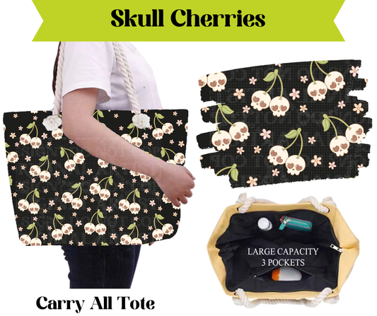 Preorder! Closes 3/16. ETA May. Skull Cherries Carry All Tote