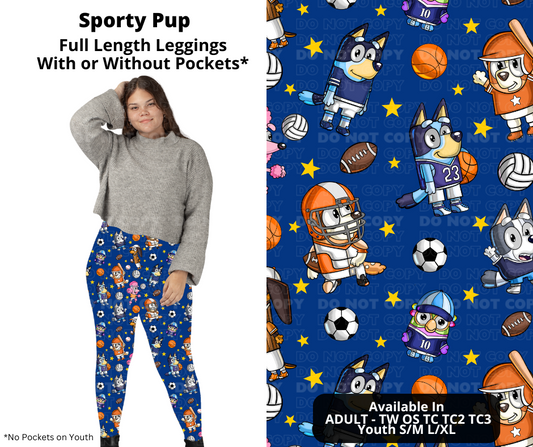 Preorder! Closes 11/27. ETA Feb. Sporty Pup Full Length Leggings w/wo Pockets