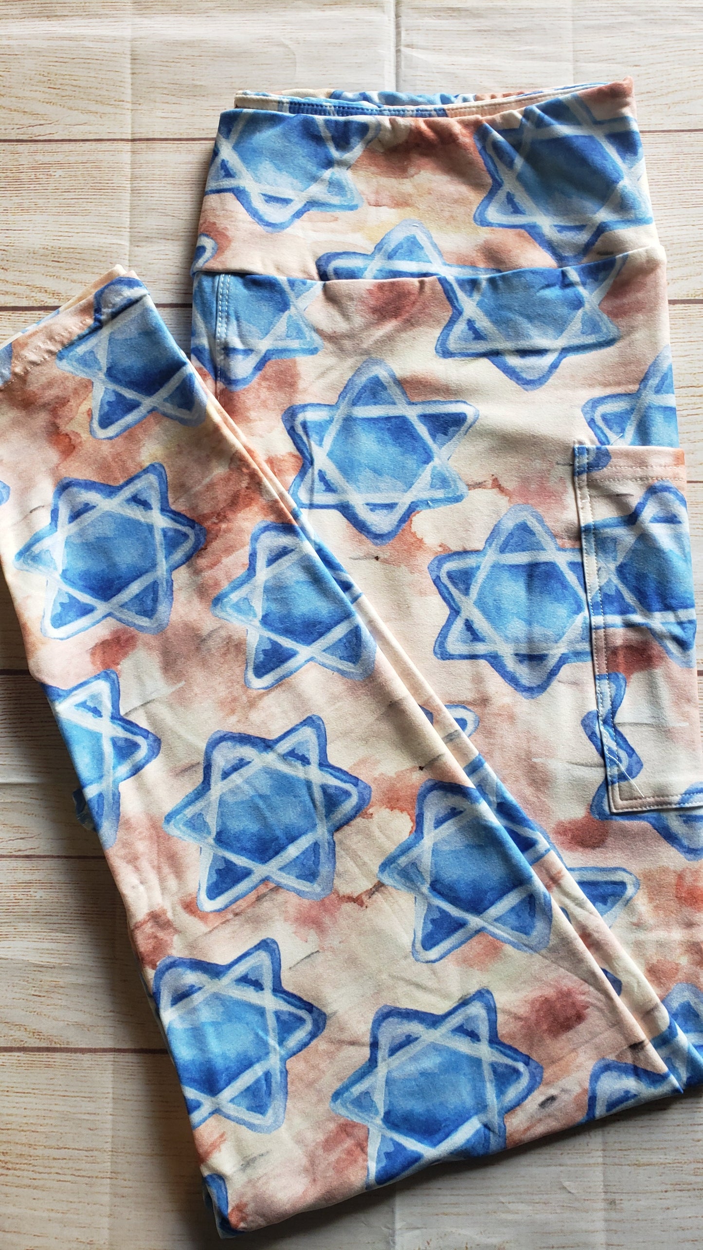 Blue Stars on matzoh leggings and skorts with pockets