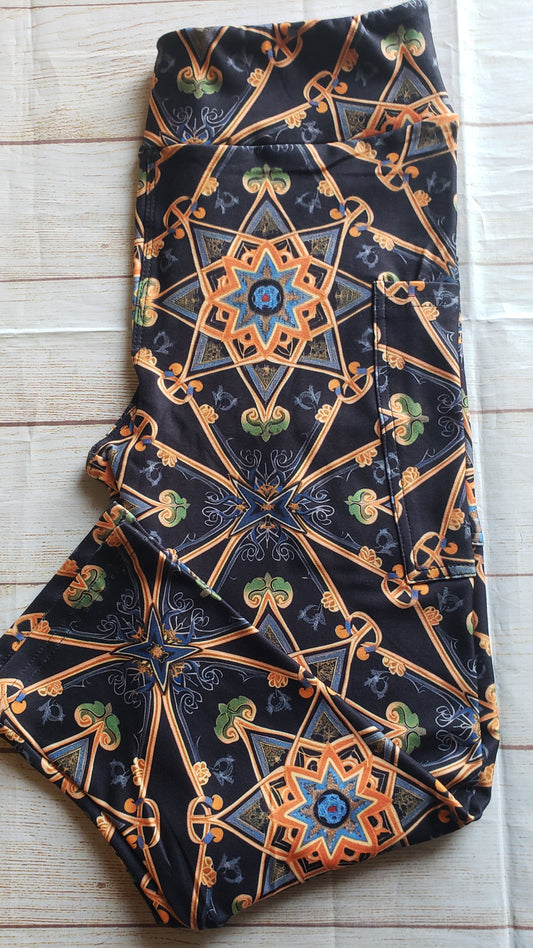 Black star of David capris with pockets
