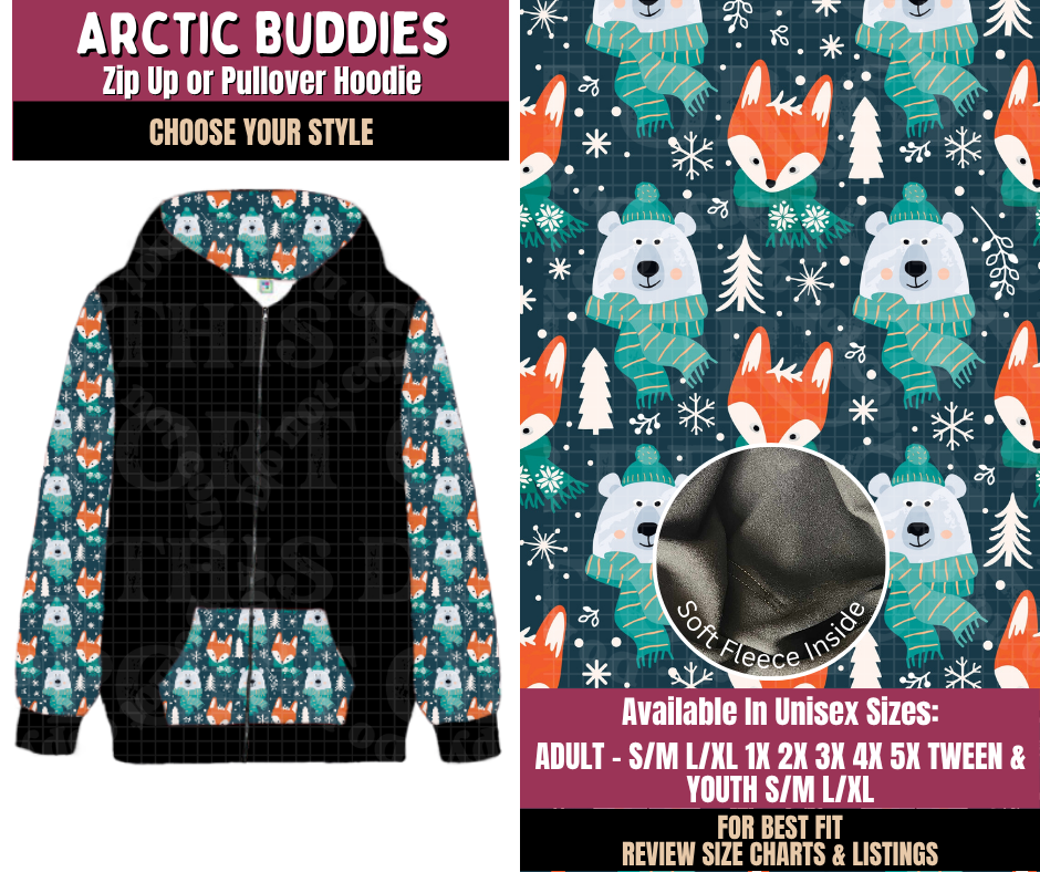 Preorder! Closes 8/27. ETA Nov. Arctic Buddies Zip-Up or Pullover Hoodie