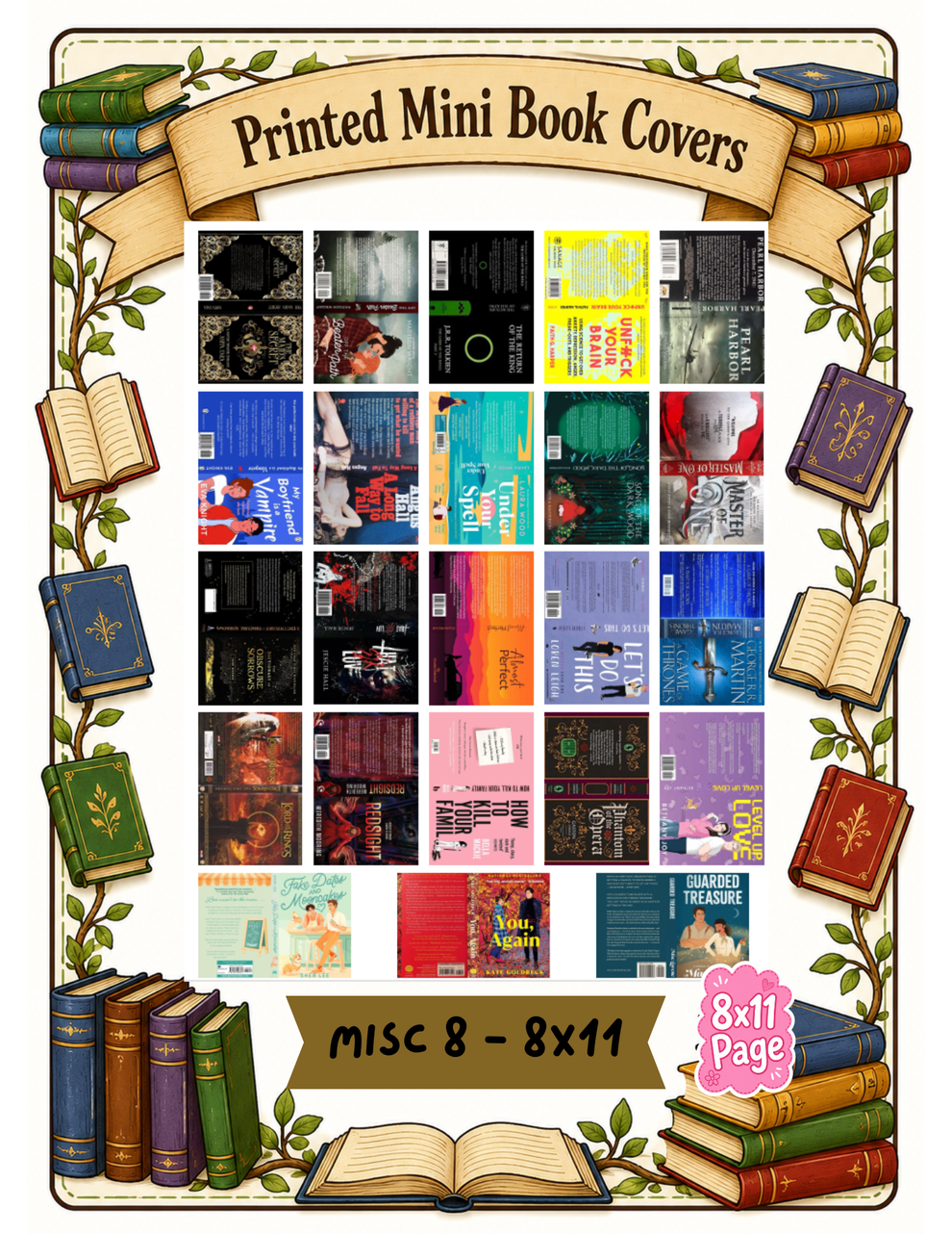 Mini book sticker sheets and mini books