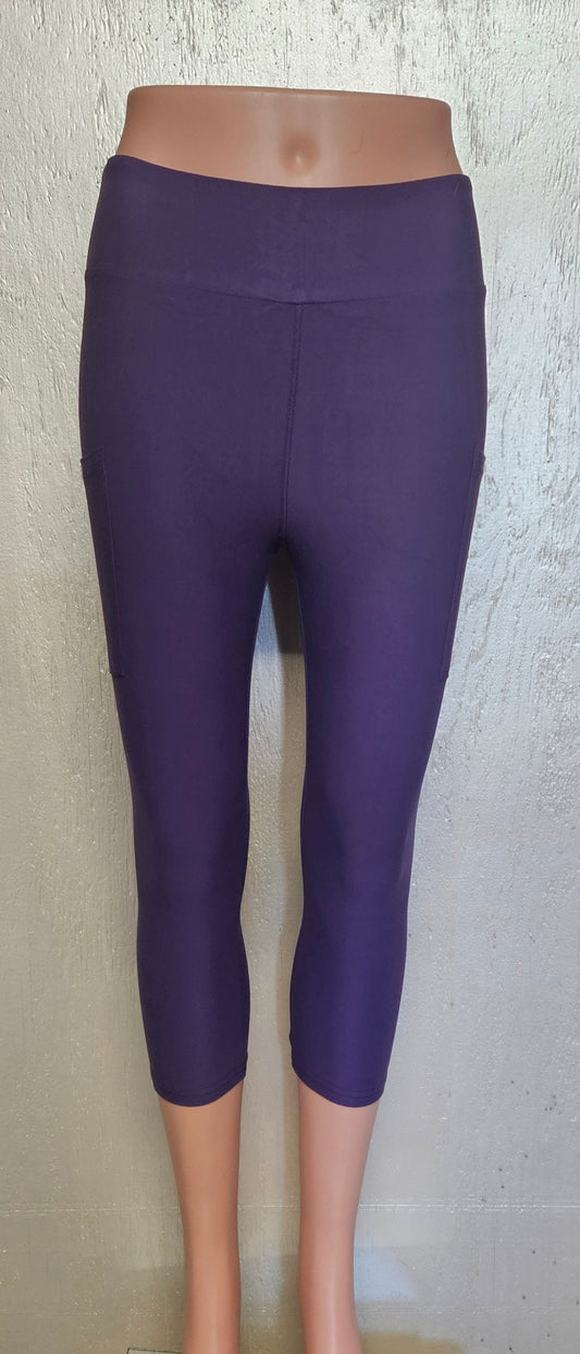 "Brylah Purple" Solid Capris & Bike Shorts