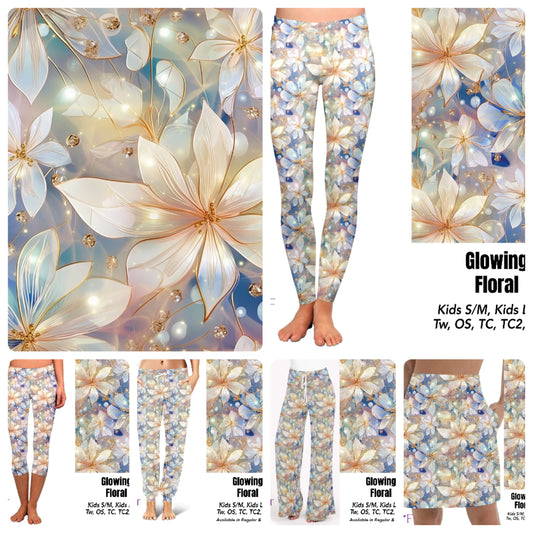 Glowing floral leggings, capris and skorts