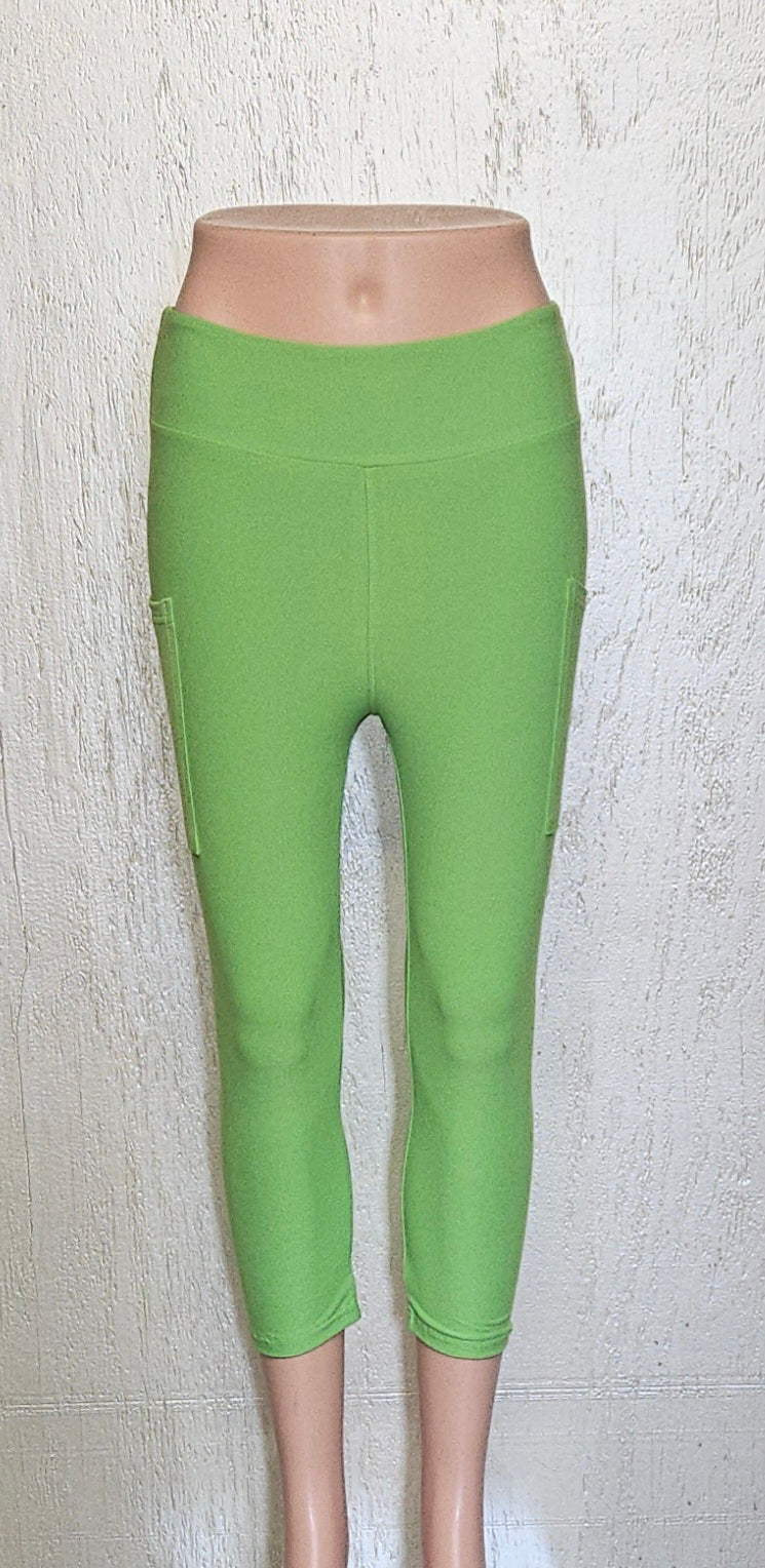 Bright Green with pockets capris and shorts