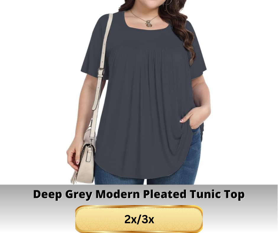 Deep Grey Pleated Tunic Top