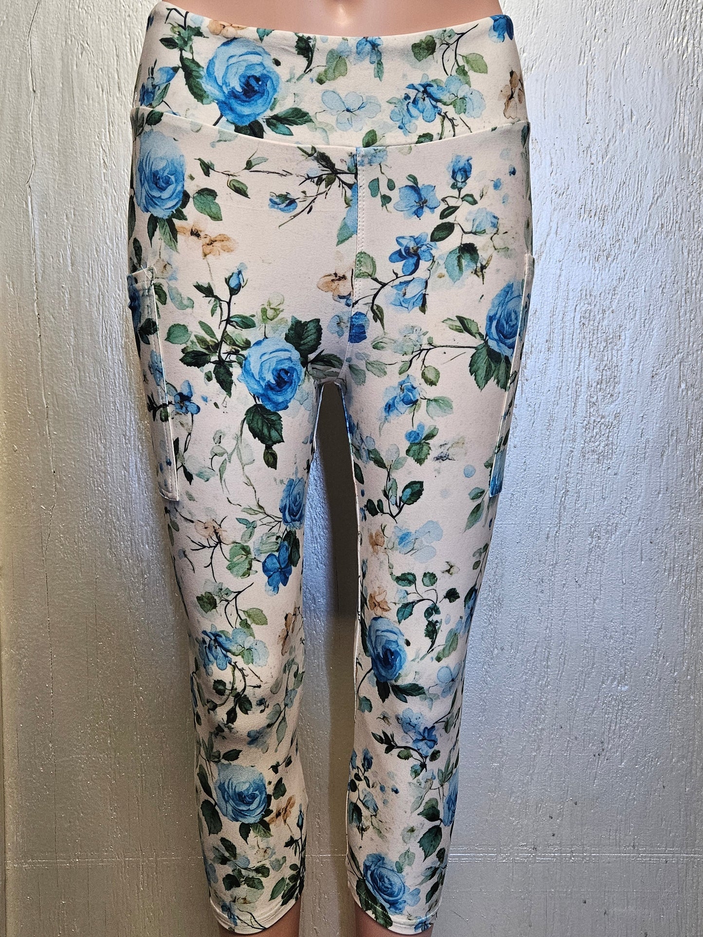 Vintage Blue Roses # 8 skorts with pockets