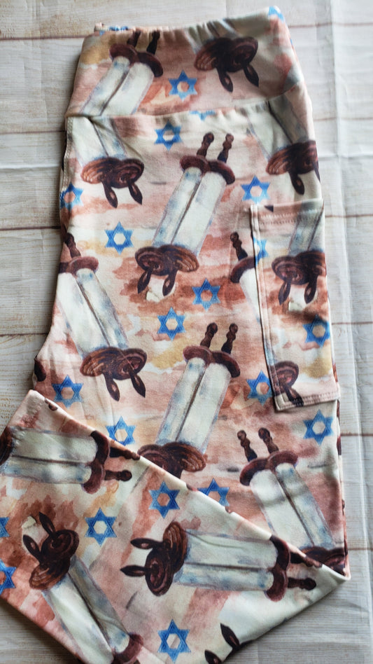 Watercolor Passover skorts and capris with pockets