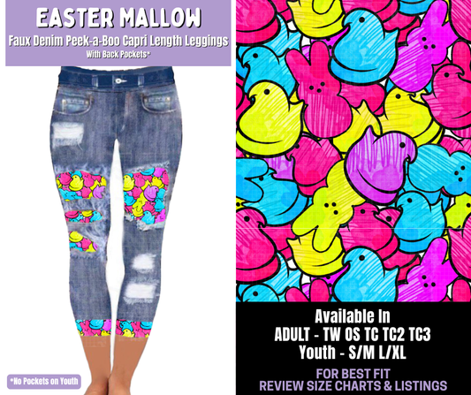 Preorder! Closes 1/22. ETA April. Easter Mallow Capri Faux Denim Peekaboo