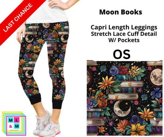 Moon Books Lace Cuff Capris w/ Pockets