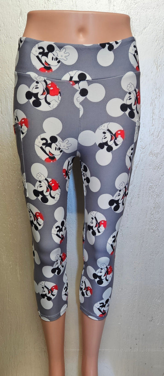 Grey Face Mouse capris with pockets