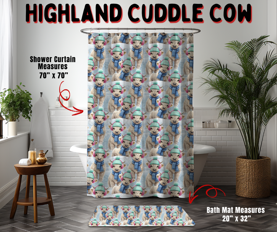 Preorder! Closes 9/2. ETA Dec. Highland Cuddle Cow Custom Shower Curtain and/or Bath Mat