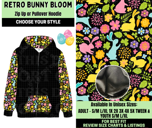 Preorder! Closes 1/19. ETA April. Retro Bunny Bloom Zip-Up or Pullover Hoodie