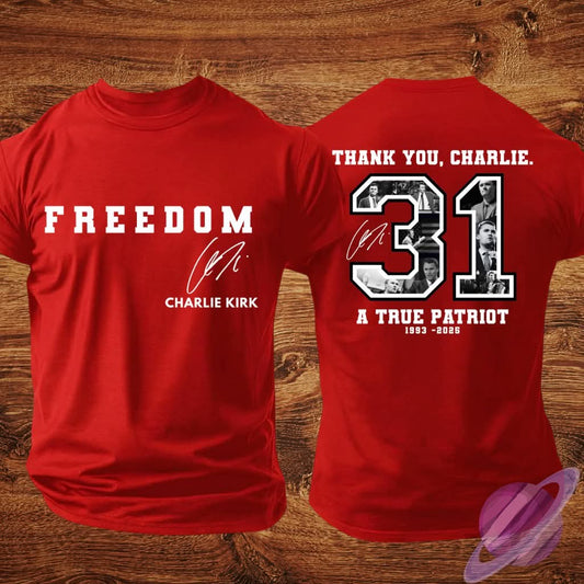 Charlie Kirk 7 Remembrance Tee Double Sided ALL PROFIT GOES TO CHARITY
