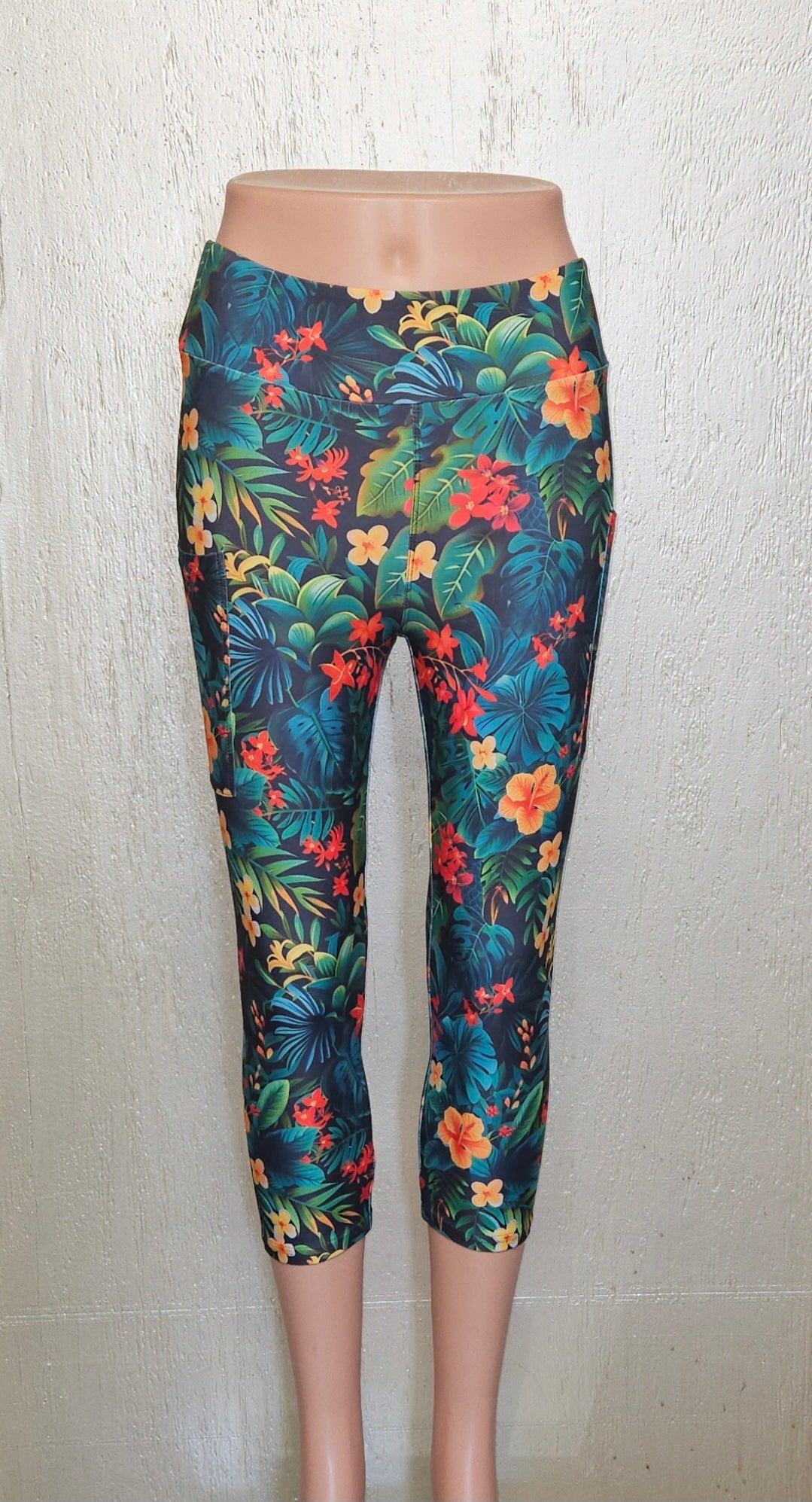 Tropical Jungle capris and bike shorts with pockets