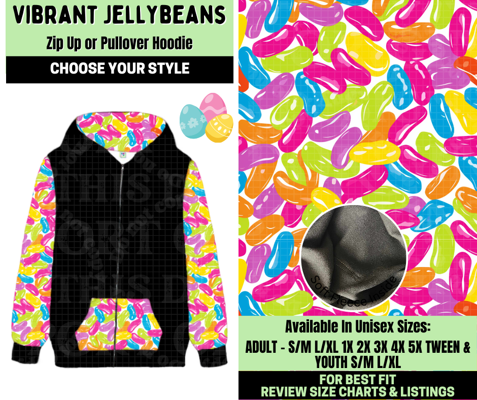 Preorder! Closes 1/19. ETA April. Vibrant Jellybeans Zip-Up or Pullover Hoodie
