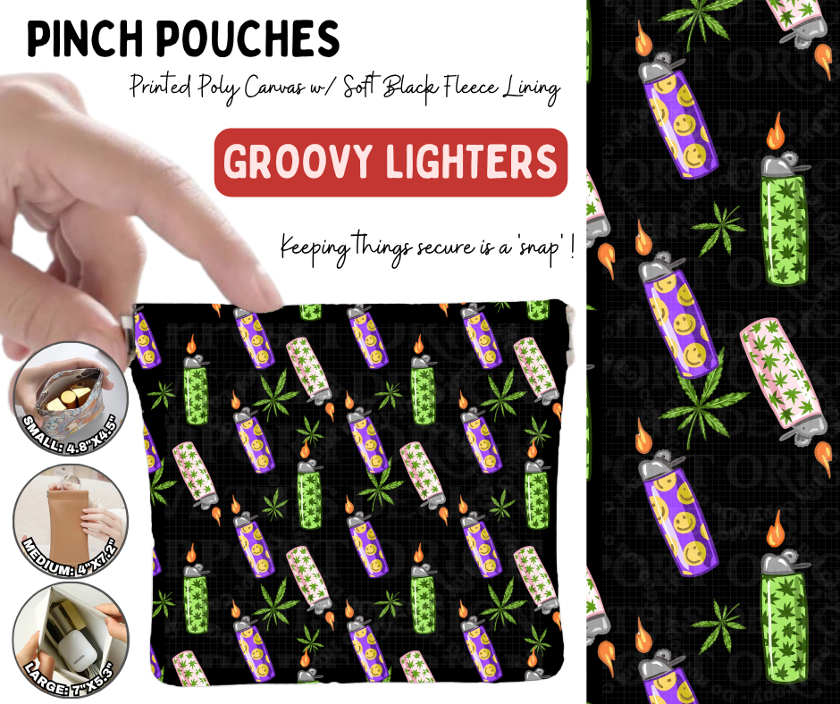 Preorder! Closes 10/5. ETA Jan. Groovy Lighters Pinch Pouches in 3 Sizes
