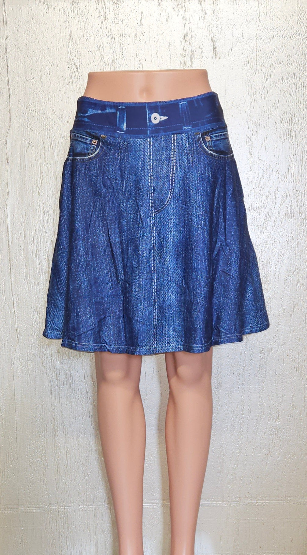 Blue Faux Denim skorts with pockets