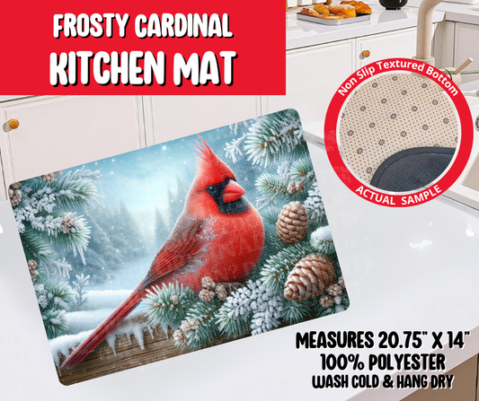 Preorder! Closes 8/20. ETA Nov. Frosty Cardinal Kitchen Mat