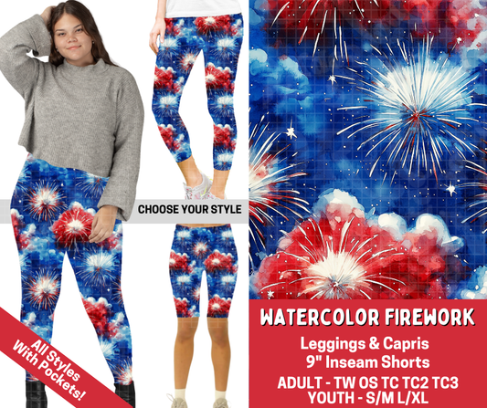 Preorder! Closes 3/18. ETA June. Watercolor Firework Combo Legging Lengths