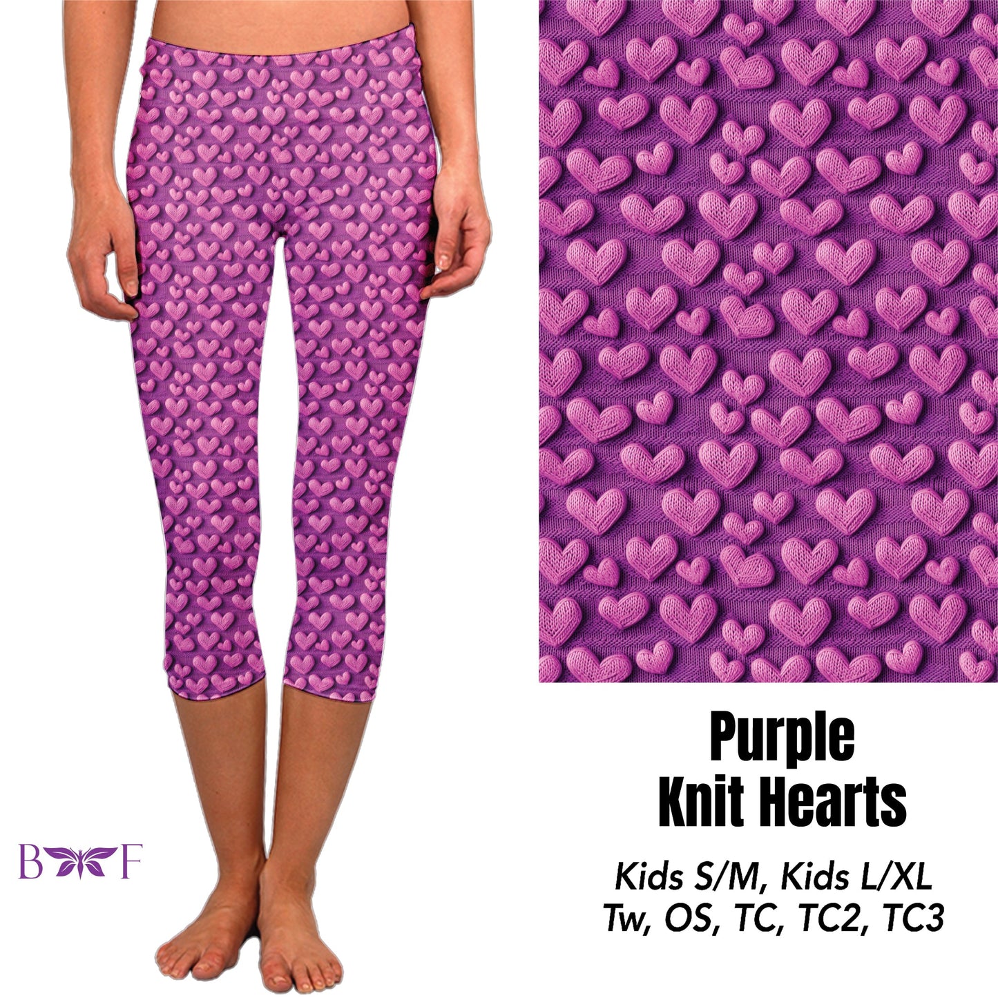 Purple knit hearts skorts