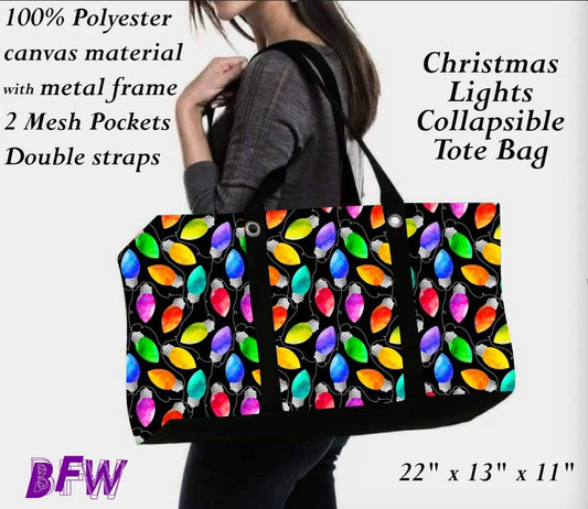 Christmas Lights tote and 2 inside mesh pockets