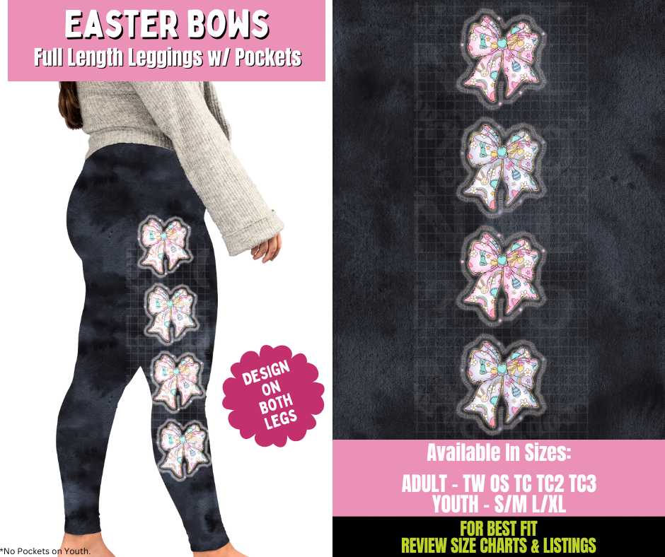 Preorder! Closes 1/21. ETA April. Easter Bows Full Length Leggings w/ Side Leg Designs