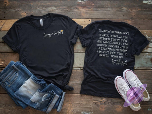 Charlie Kirk 3 Remembrance Tee Double Sided ALL PROFIT GOES TO CHARITY