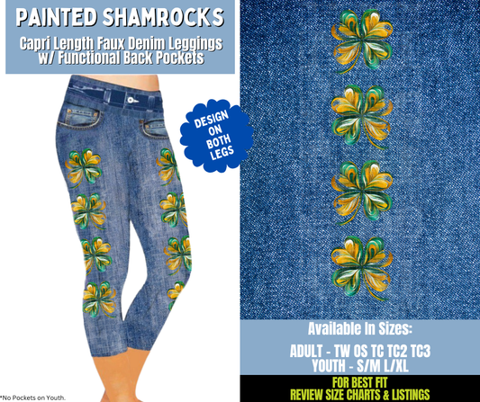 Preorder! Closes 12/15. ETA March. Painted Shamrocks Capri Leggings w/ Side Leg Designs