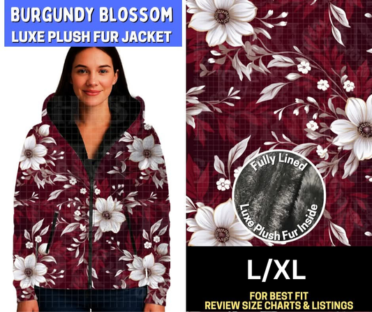 Burgundy Blossom Luxe Fur Jacket