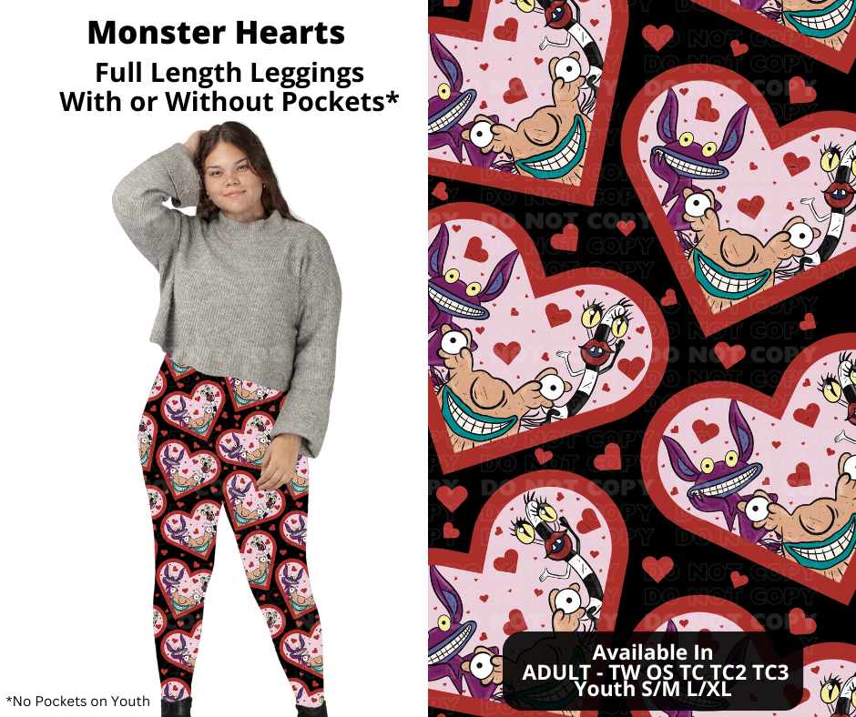 Preorder! Closes 11/28. ETA Feb. Monster Hearts Full Length Leggings w/wo Pockets