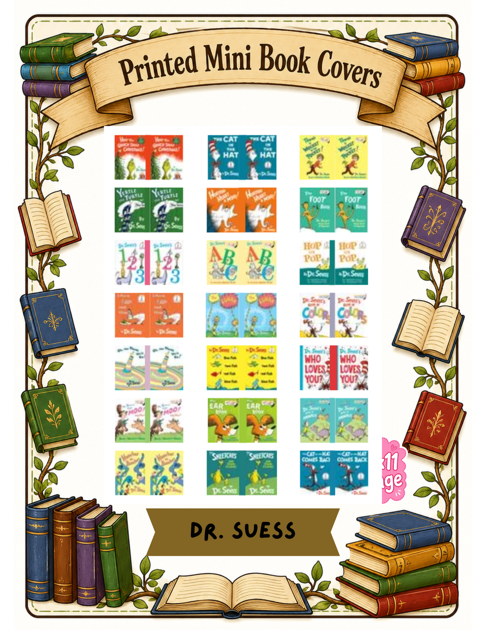Mini book sticker sheets and mini books