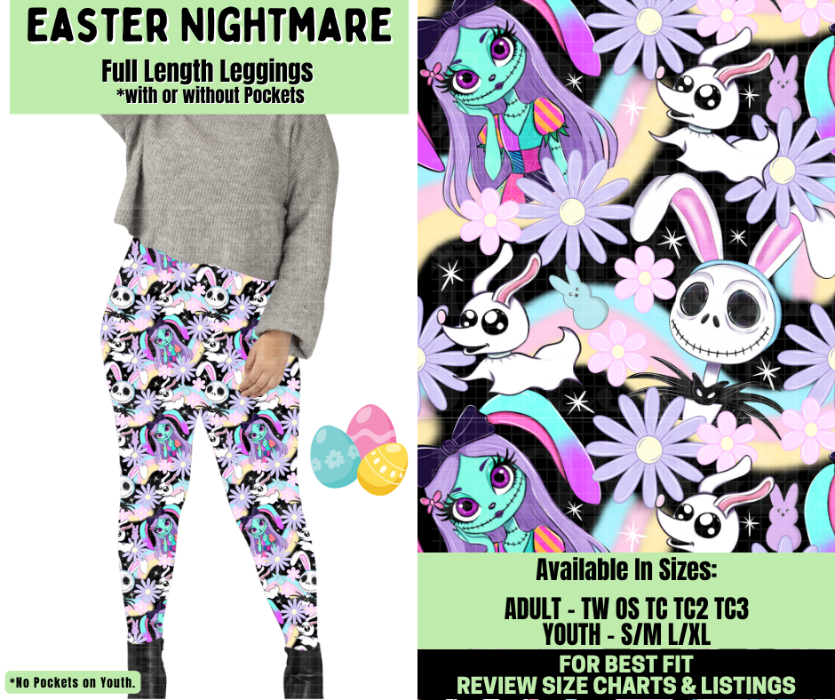 Preorder! Closes 1/19. ETA April. Easter Nightmare Full Length Leggings w/wo Pockets