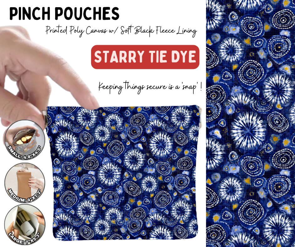 Preorder! Closes 10/5. ETA Jan. Starry Tie Dye Pinch Pouches in 3 Sizes