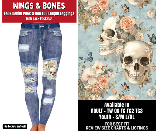 Preorder! Closes 10/26. ETA Jan. Wings & Bones Full Length Faux Denim Peekaboo