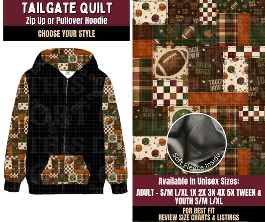 Preorder! Closes 7/22. ETA Oct. Tailgate Quilt Zip-Up or Pullover Hoodie