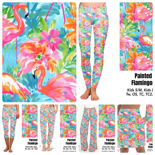 Painted flamingo leggings and capris with pockets