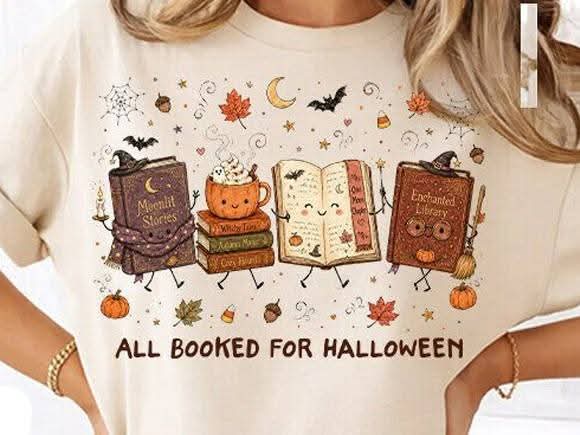 Booked for Halloween tee