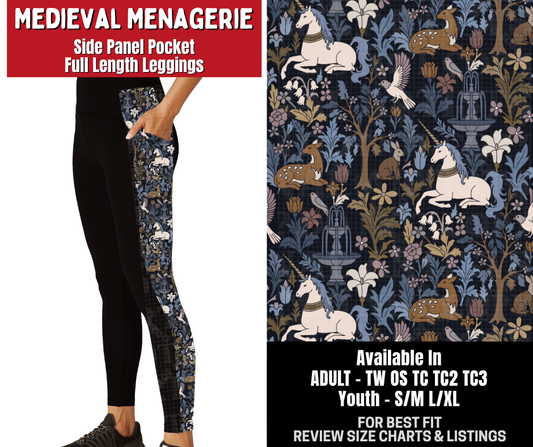 Preorder! Closes 10/26. ETA Jan. Medieval Menagerie Side Panel Pocket Full Length Leggings