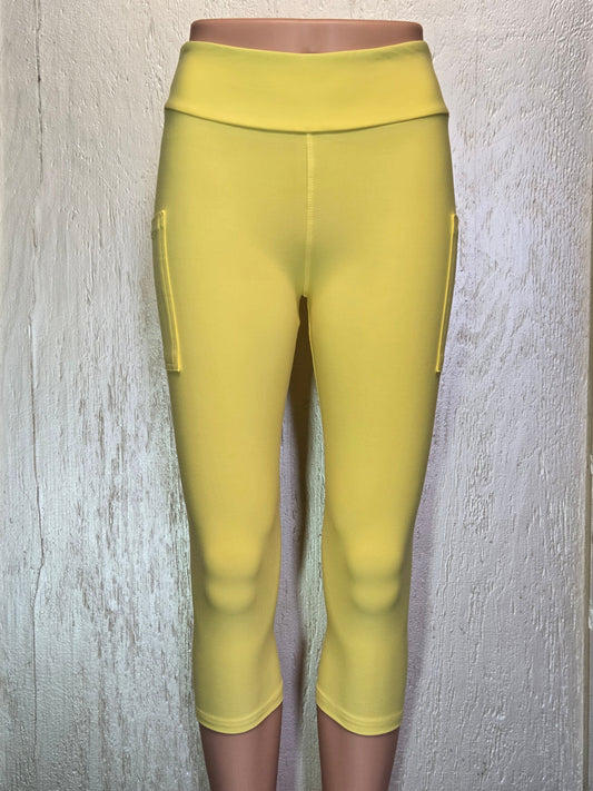 Solid Yellow Capris and Biker Shorts