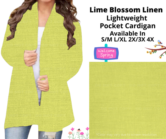 Preorder! Closes 1/13. ETA April. Lime Blossom Linen Pocket Cardigan