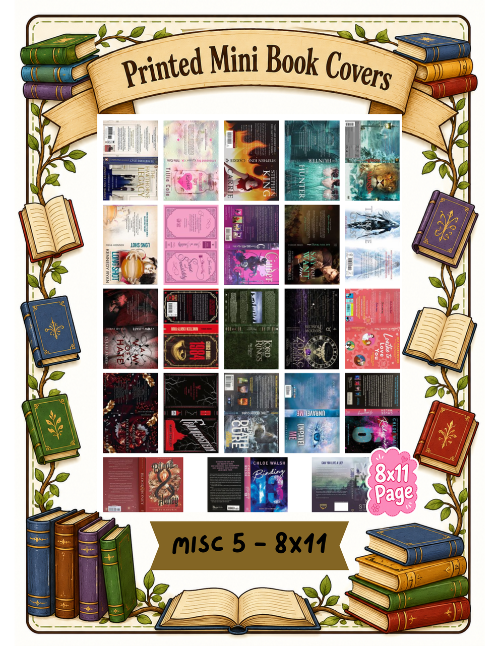 Mini book sticker sheets and mini books