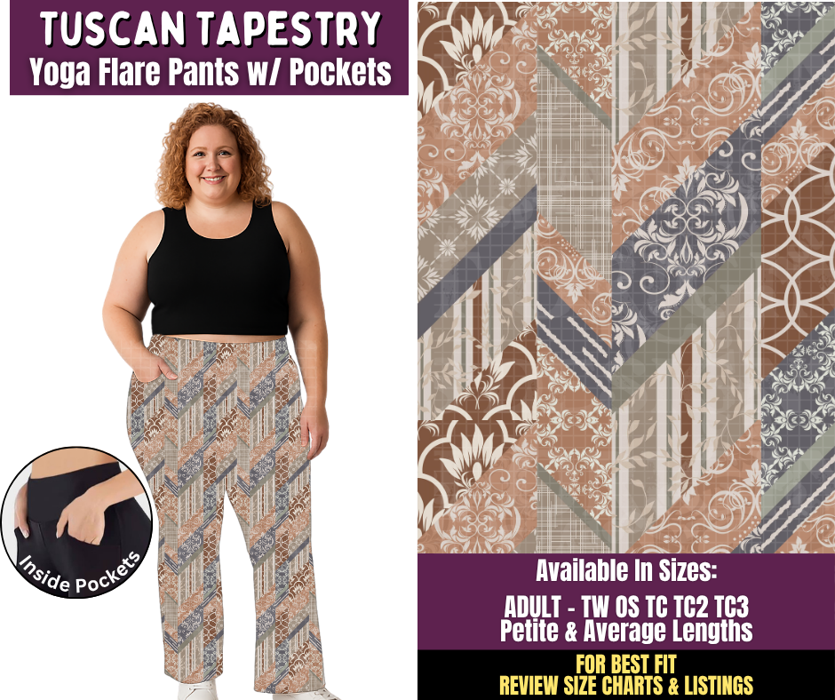 Preorder! Closes 11/4. ETA Feb. Tuscan Tapestry Yoga Flare Pants